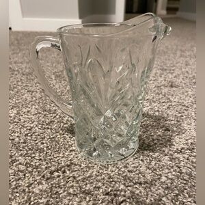 Vintage Pressed Glass Cream Pitcher, Pineapple Fan Diamond Pattern